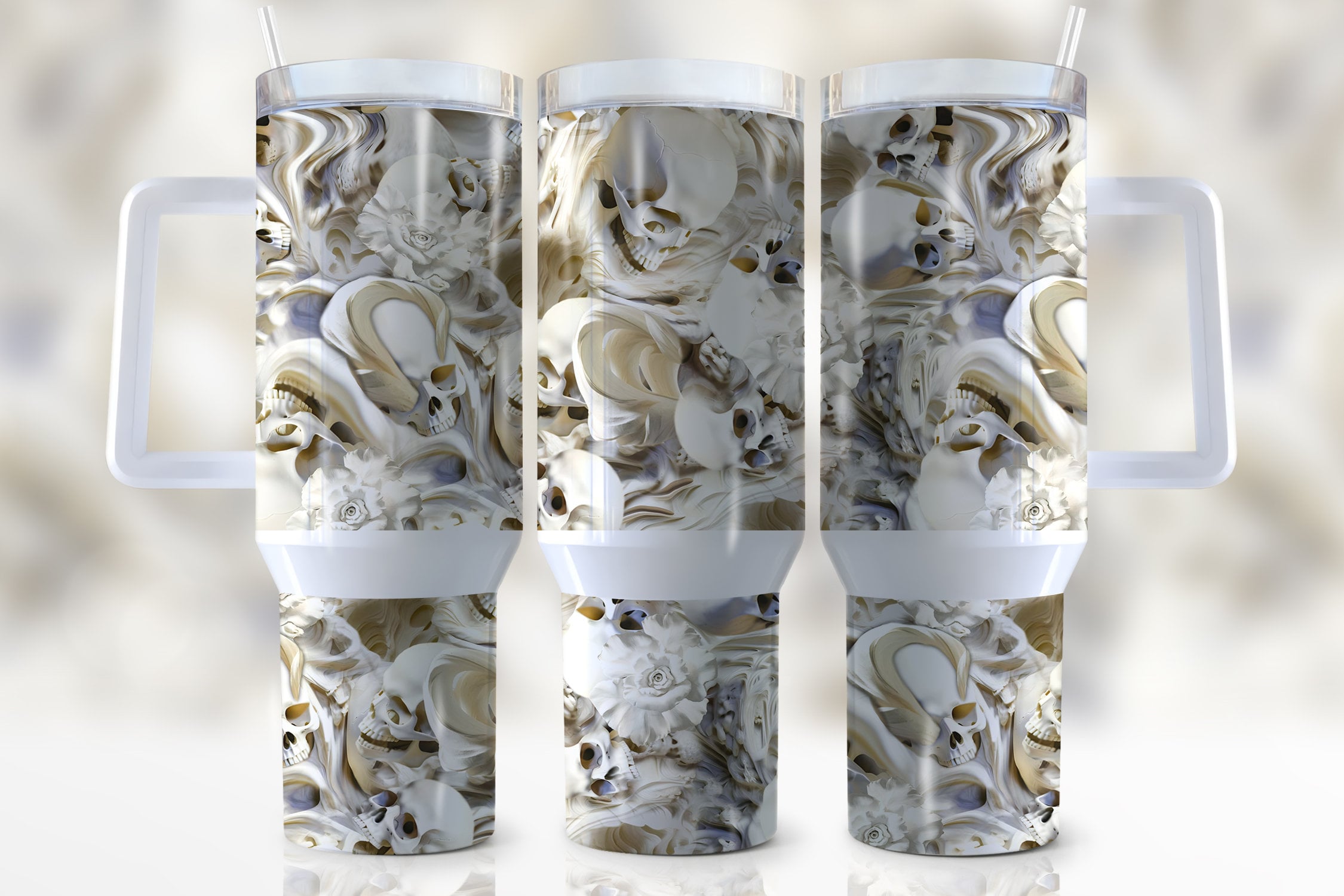 3D Skull Custom Stanley Cup 40 oz 30 oz Tumbler With HandleTVC2301948