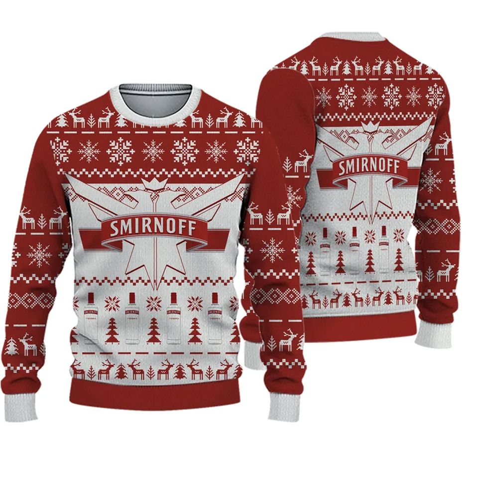 3D Smirnoff Ugly Sweater Beer Drinking Christmas 3D Sweater