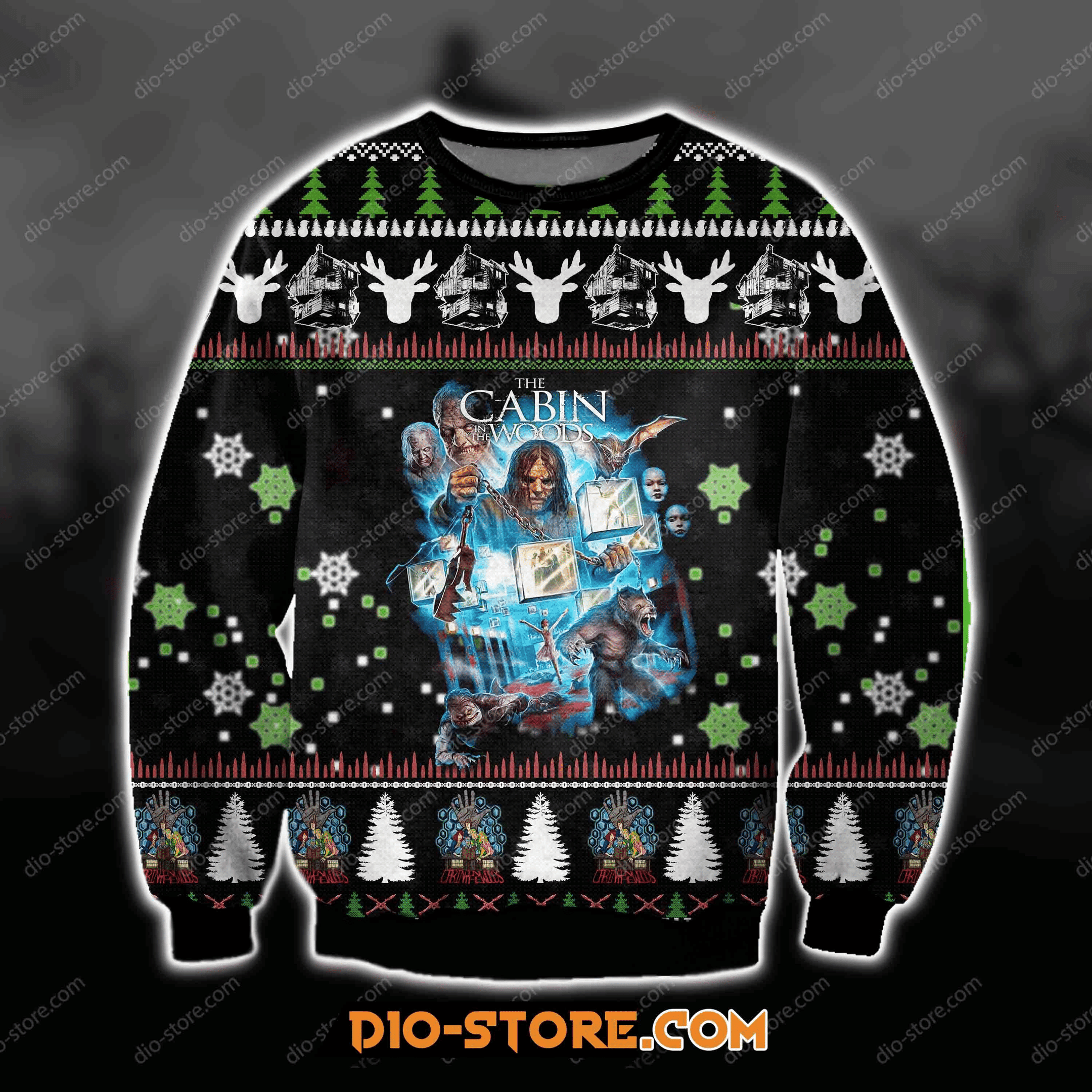 3D The Cabin In The Wood Film Ugly Christmas Sweater Adult 3D Funny Matching for family