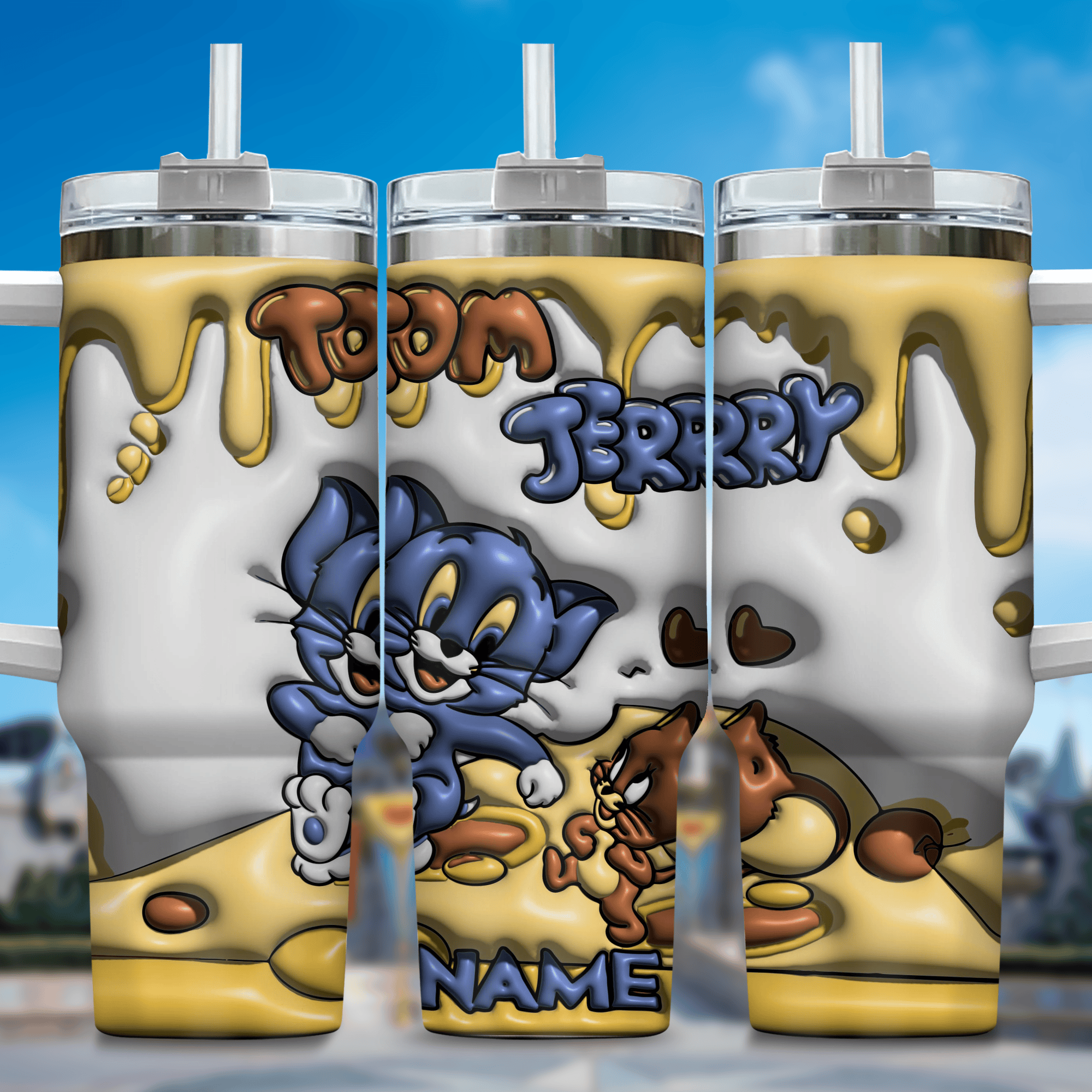3D Tom and Jerry Cartoon Custom Stanley Cup 40 oz 30 oz Tumbler With HandleTVC2301353