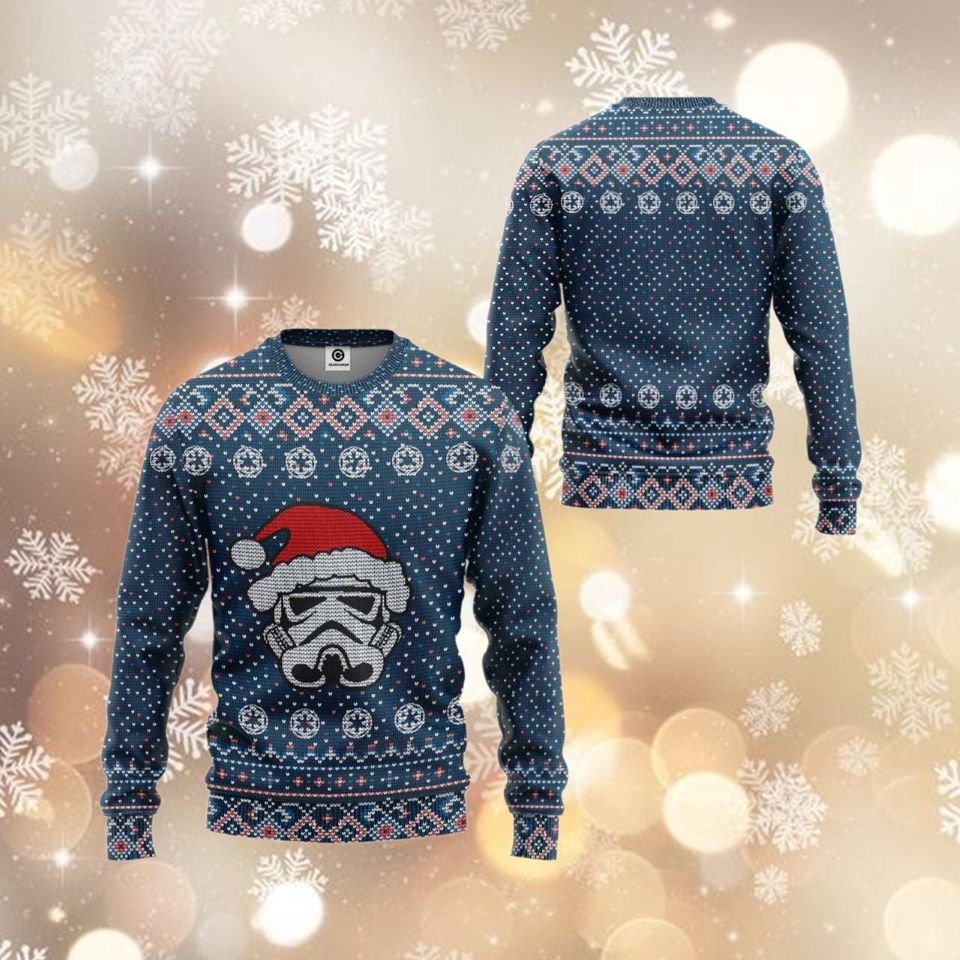 3D Ugly Christmas Mask Santa Red Custom Sweatshirt Apparel - Image 2