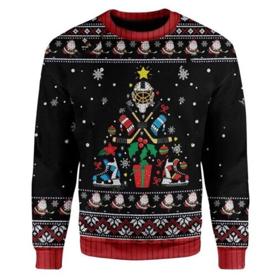 3D Ugly Christmas Sweater Ice Hockey