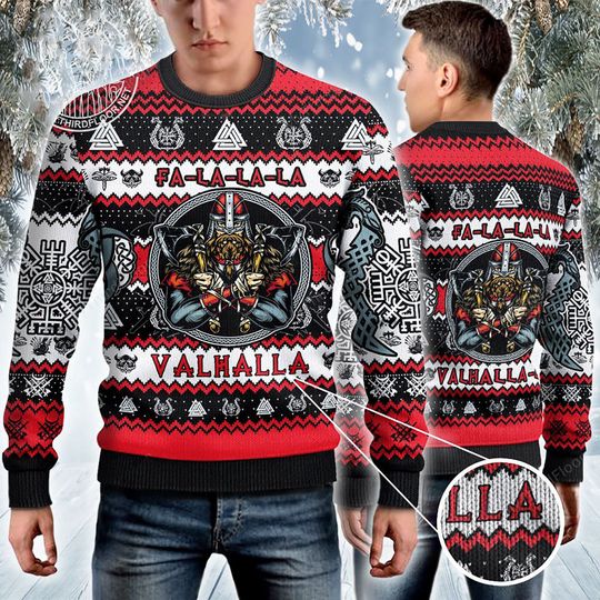 3D Viking Fa La La La Christmas Sweater - Image 2