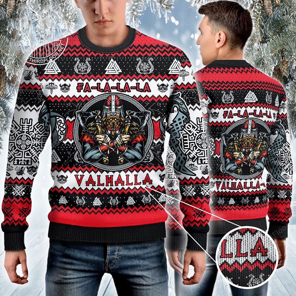 3D Viking Fa La La La Christmas Sweater