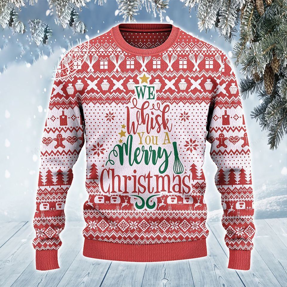 3D We Whisk You A Merry Christmas Ugly Sweater
