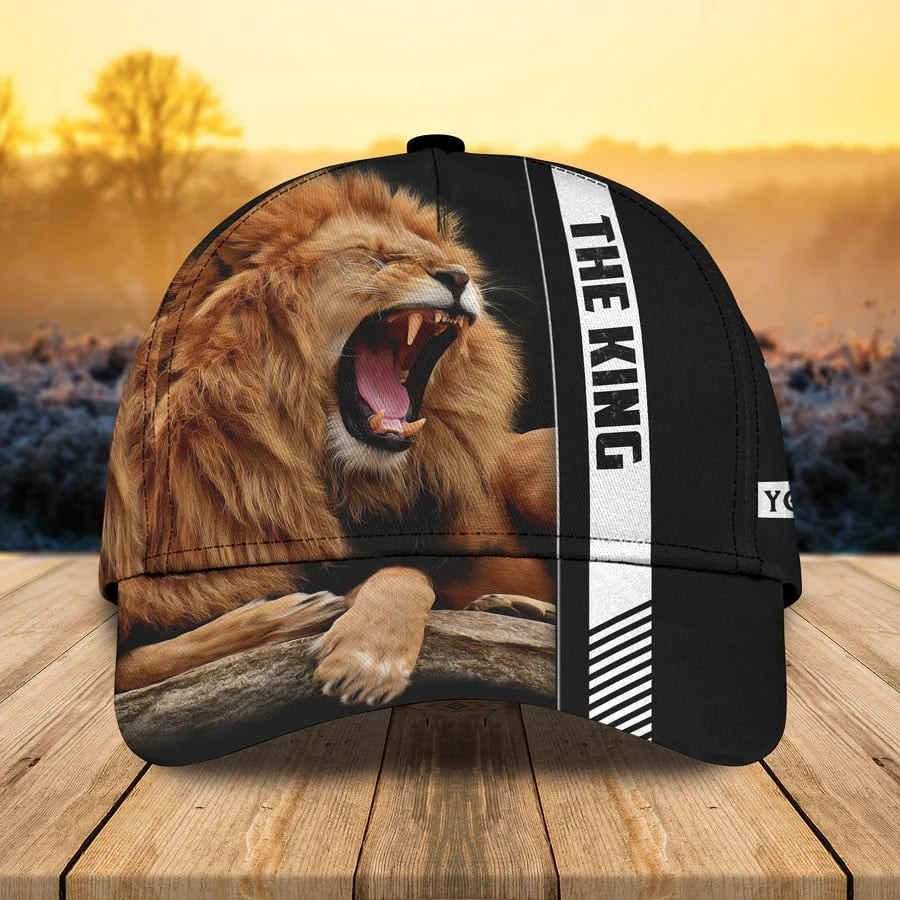 4th of July American Flag Lion Classic Cap for Men, Dad, Husband Lion Hats Trucker Hats Custom Hats Gifts For Men & Women
