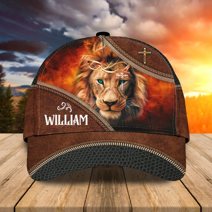 4th of July American Flag Lion Classic Cap for Men, Dad, Husband Lion Hats Trucker Hats Custom Hats Gifts For Men & Women