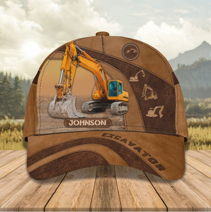 4th of July Excavator 3D Vintage Cap for Men, Independence American Flag Pattern Excavator Retro Cap for Him Trucker Hats Custom Hats Gifts For Men & Women