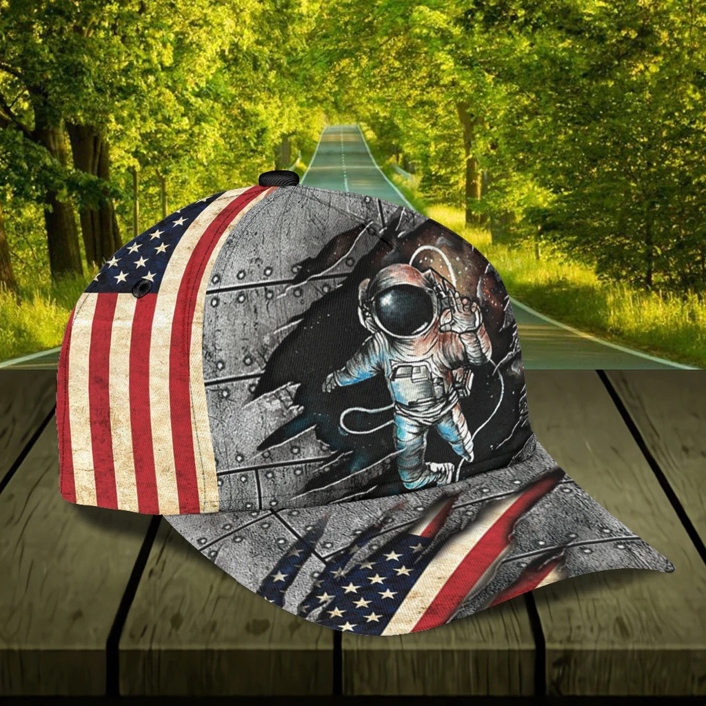 4th of July Personalized Astronaut Classic Cap, Proud of Astronaut Cap Hat Trucker Hats Custom Hats Gifts For Men & Women