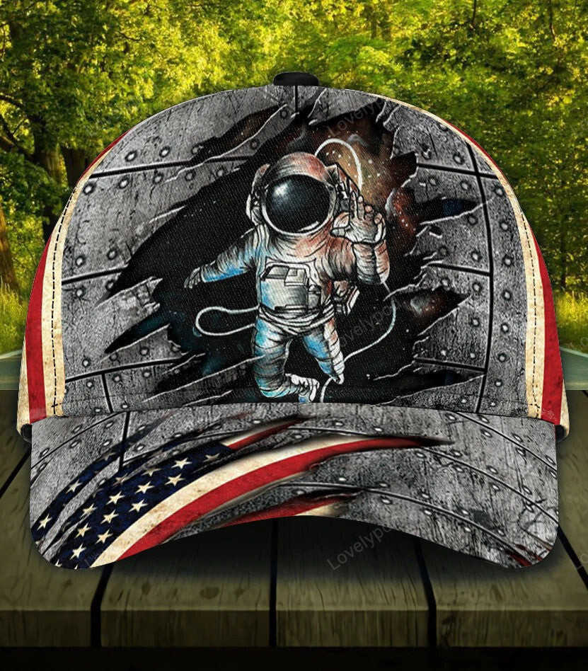 4th of July Personalized Astronaut Classic Cap, Proud of Astronaut Cap Hat Trucker Hats Custom Hats Gifts For Men & Women