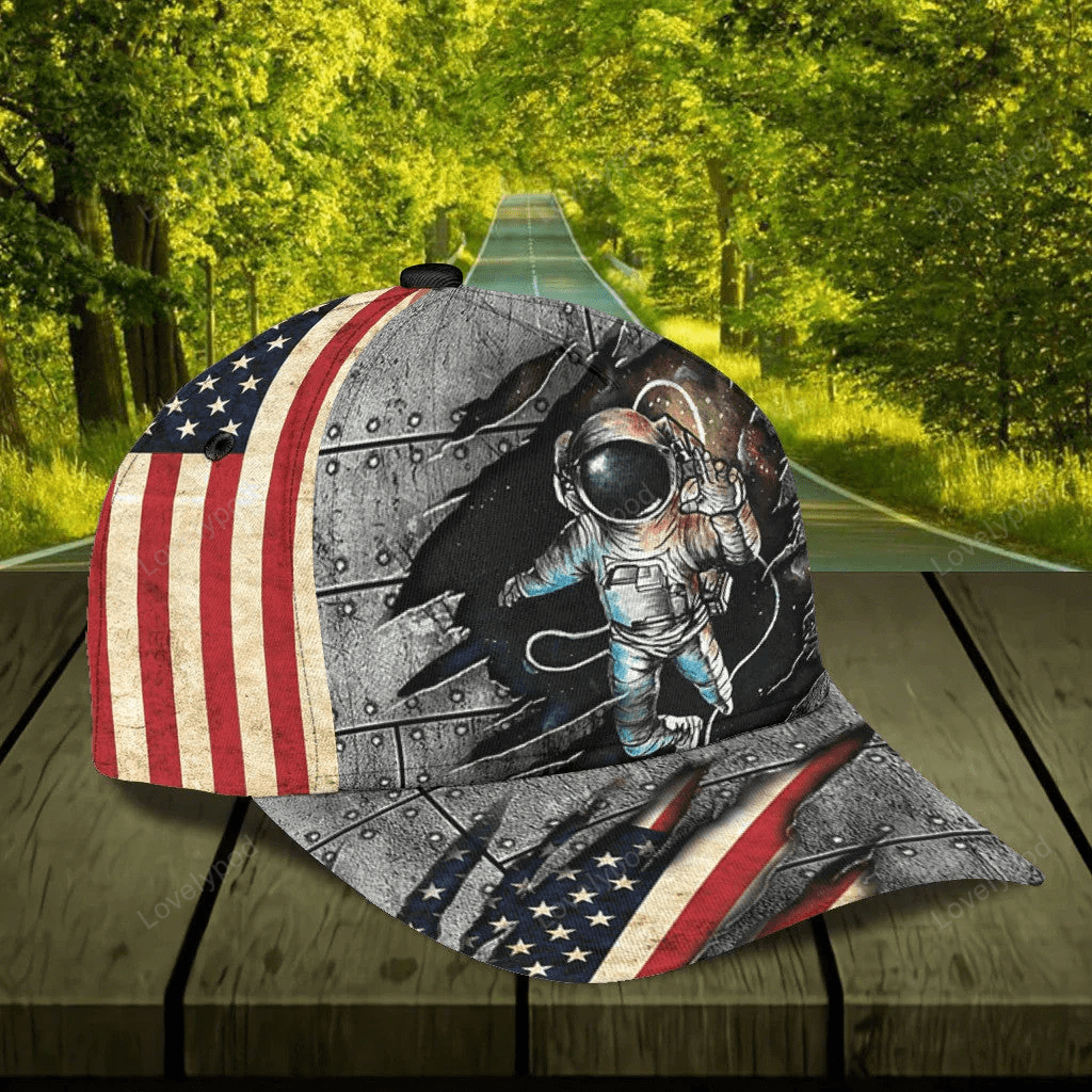 4th of July Personalized Astronaut Classic Cap, Proud of Astronaut Cap Hat Trucker Hats Custom Hats Gifts For Men & Women