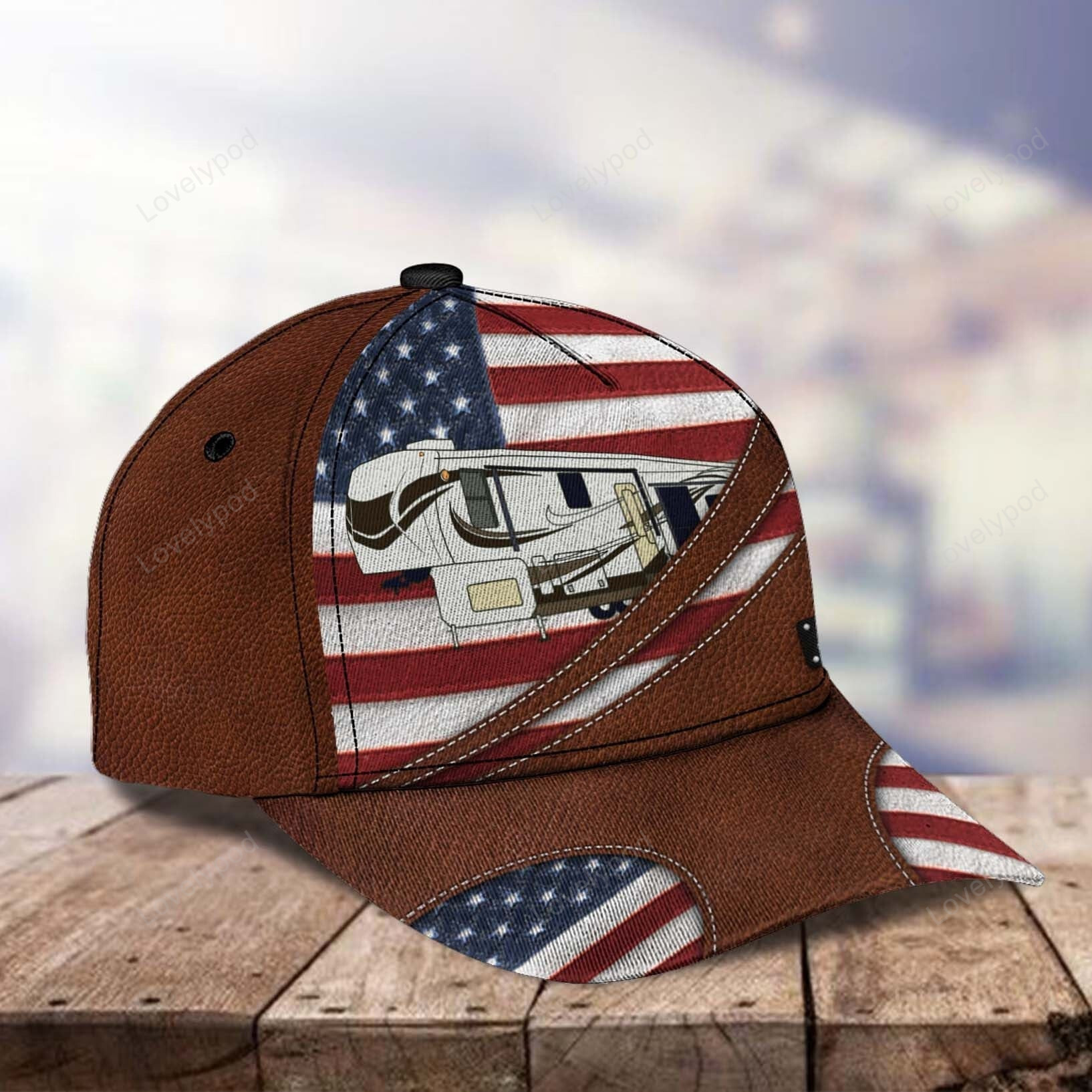 4th of July Personalized Camping Cap for Family, Custom RV Camping Leatherette 3D Cap for Family Trucker Hats Custom Hats Gifts For Men & Women