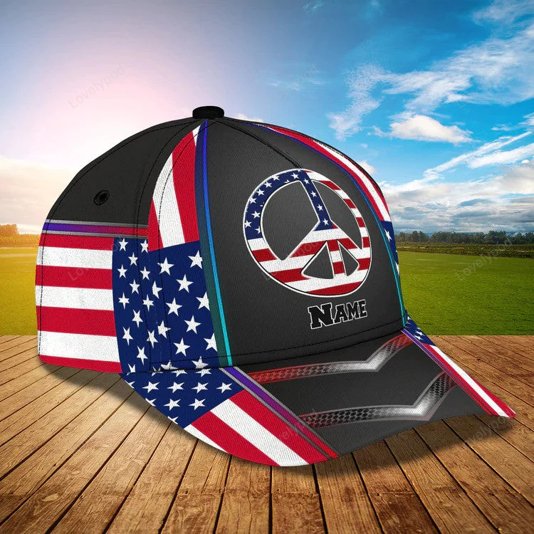 4th of July Personalized Hippie Cap, Cute gift for Hippie Community for Girl and Man Cap Hat Trucker Hats Custom Hats Gifts For Men & Women