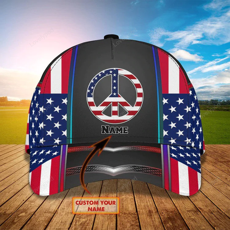 4th of July Personalized Hippie Cap, Cute gift for Hippie Community for Girl and Man Cap Hat Trucker Hats Custom Hats Gifts For Men & Women