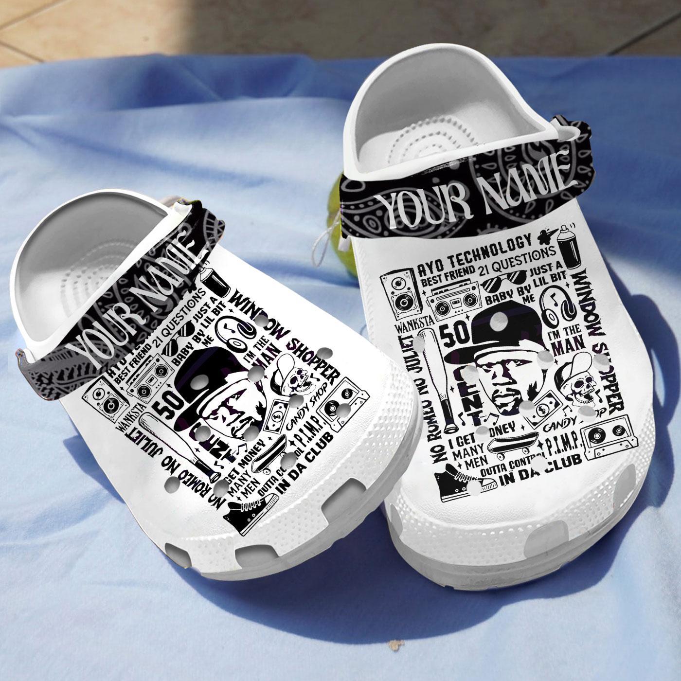 50 Cent Music Crocs Crocband Clogs Shoes Comfortable For Men Women and Kids