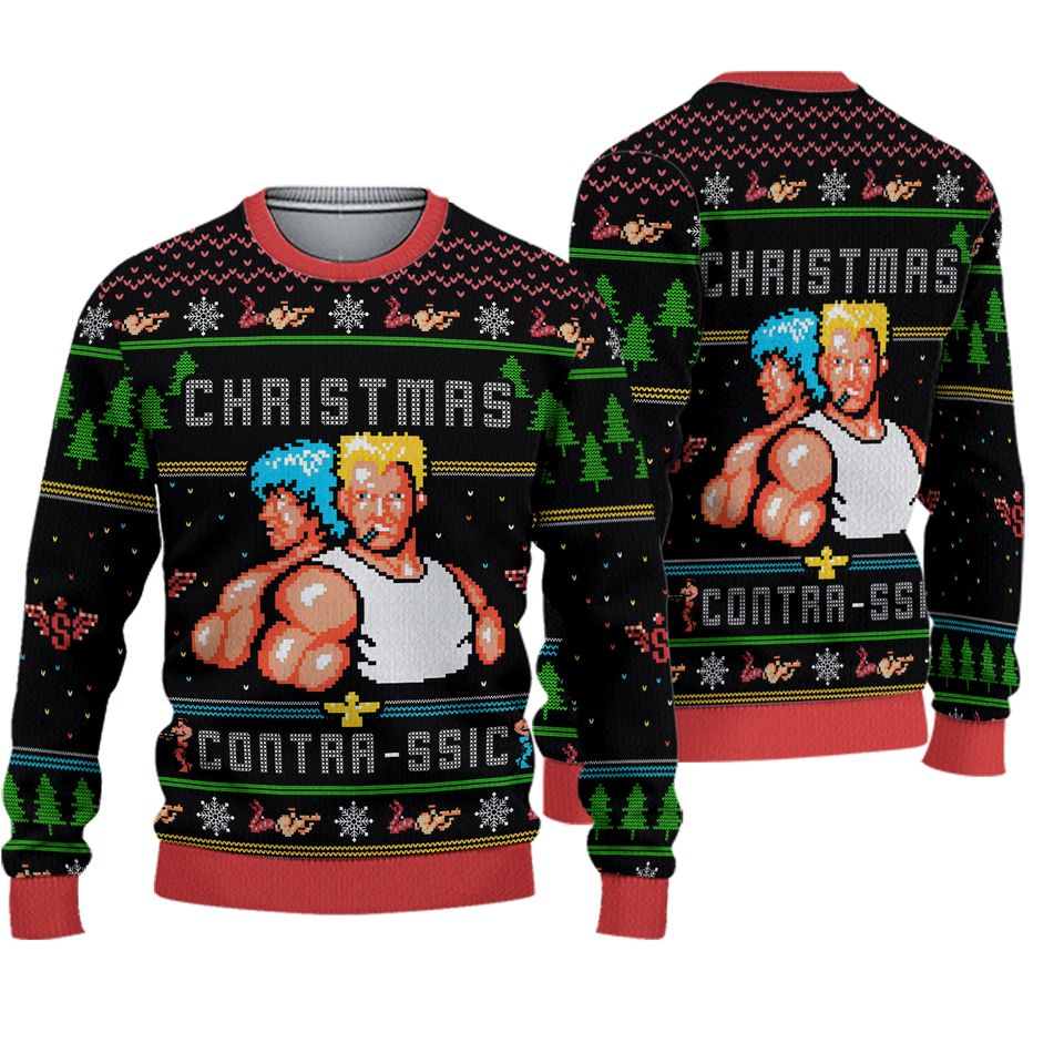 80S Arcade Game Contra Ugly SweaterUgly Christmas Sweater