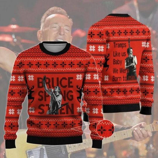 90s Bruce Springsteen Christmas Ugly Sweater - Vintage Holiday Style - Image 5
