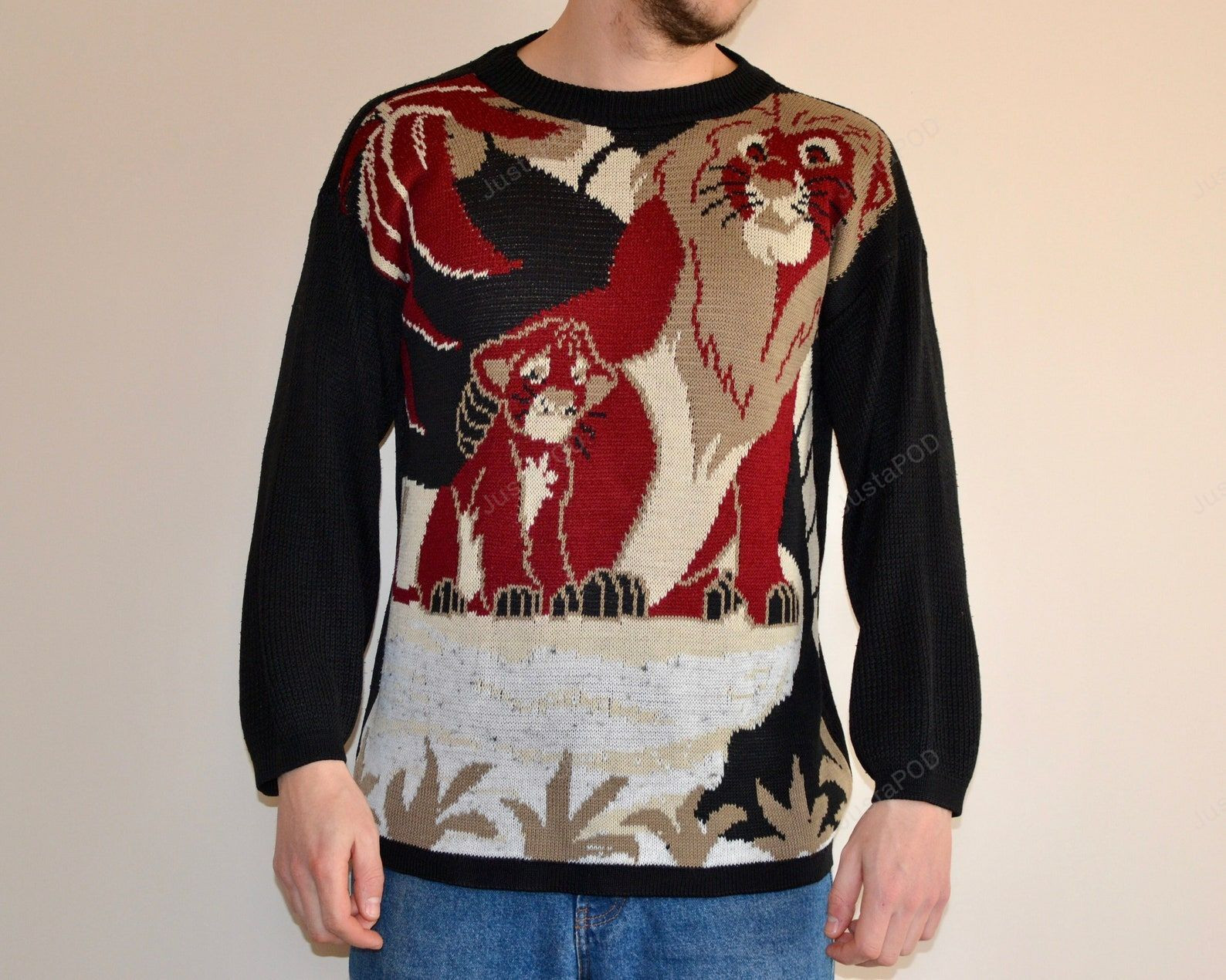90S Vintage Lion King For Disney Lovers Ugly Christmas Sweater Adult 3D Funny Matching for family