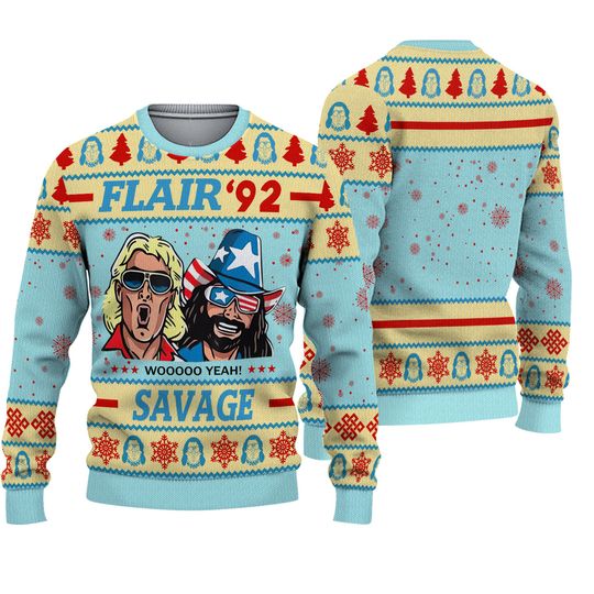 92 Wrestler Savage Ugly Christmas Sweater - Image 2