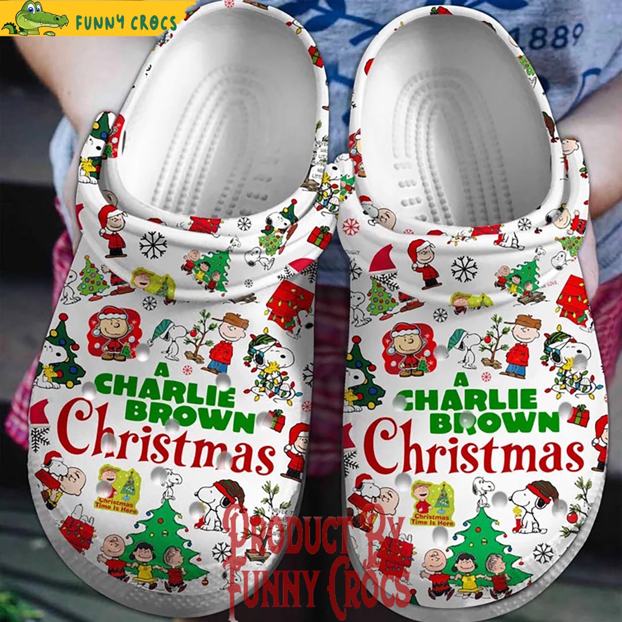 A Charlie Brown And Snoopy Cartoon Christmas Crocs Crocband Clogs Shoes Comfortable For Men Women and Kids