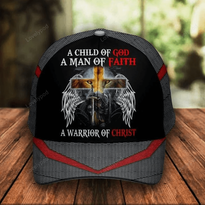 A Child of God A Man of faith 3D Cap , Warrior of God Jesus Cap Hat Trucker Hats Custom Hats Gifts For Men & Women