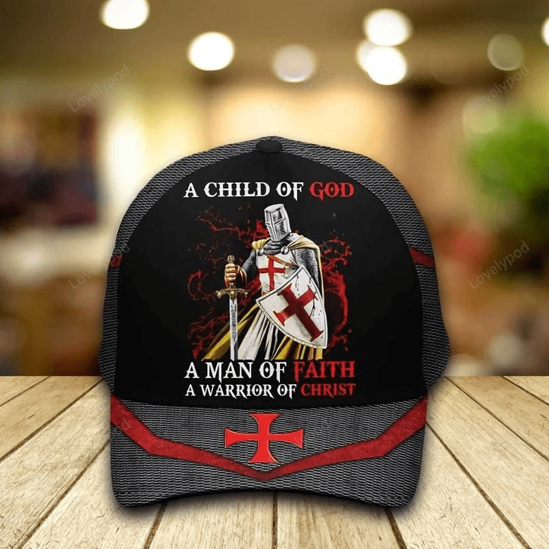 A Child of God A Man of faith 3D Cap , Warrior of God Jesus Cap Hat Trucker Hats Custom Hats Gifts For Men & Women