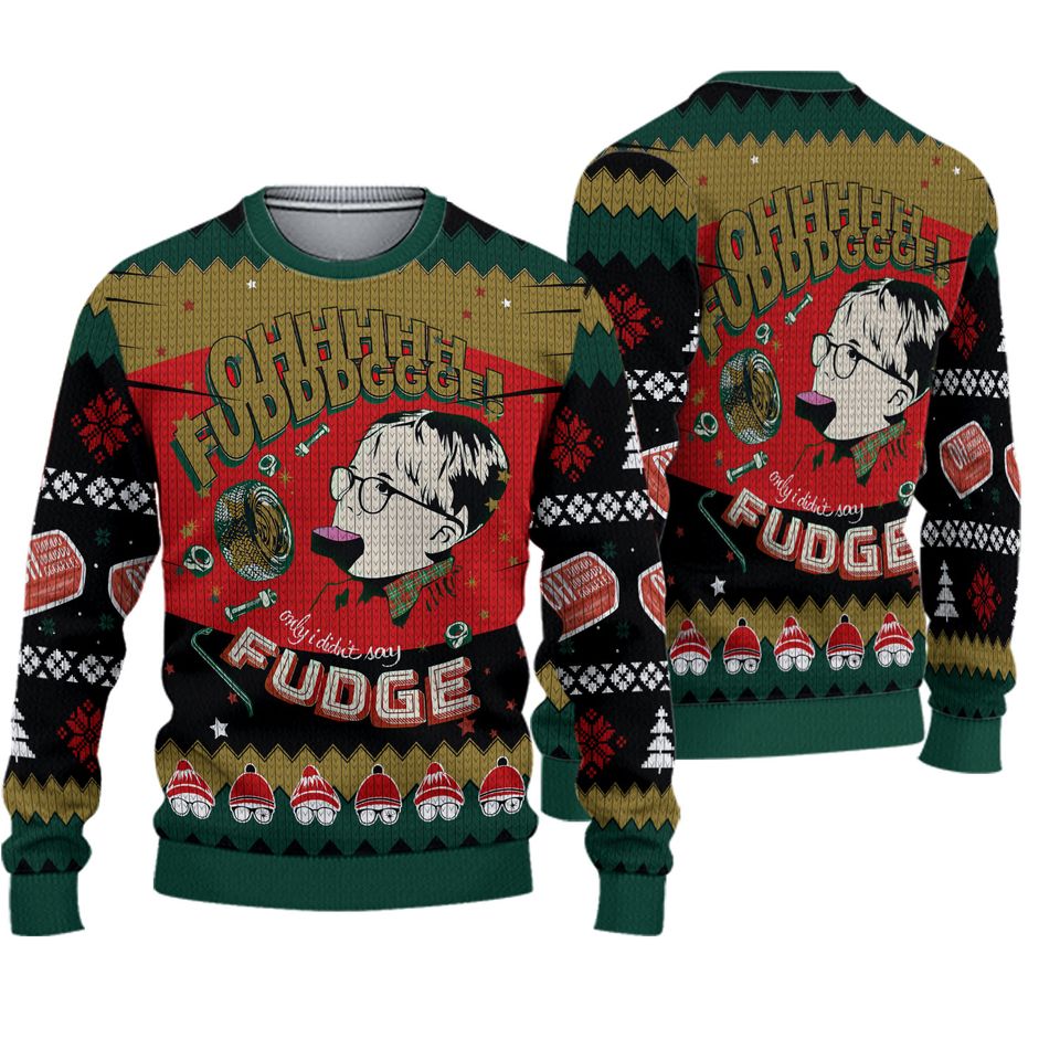 A Christmas Story Fudge Ohh Fudge Ugly Sweater, Ralphie Santa Christmas