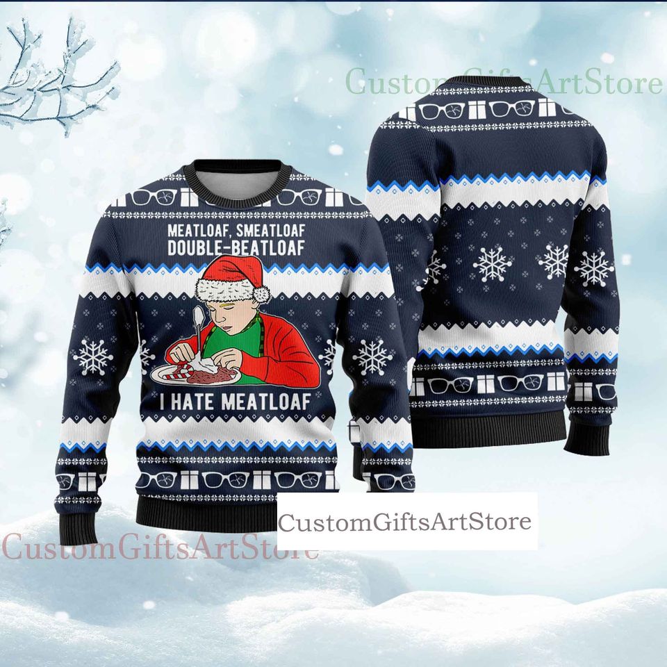 A Christmas Story I Hate Meatloaf Christmas Ugly Sweater - Image 3