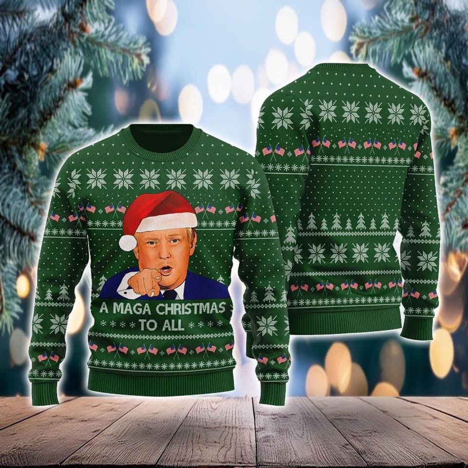 A Maga Christmas To All Donald Trump Ugly Christmas Sweater