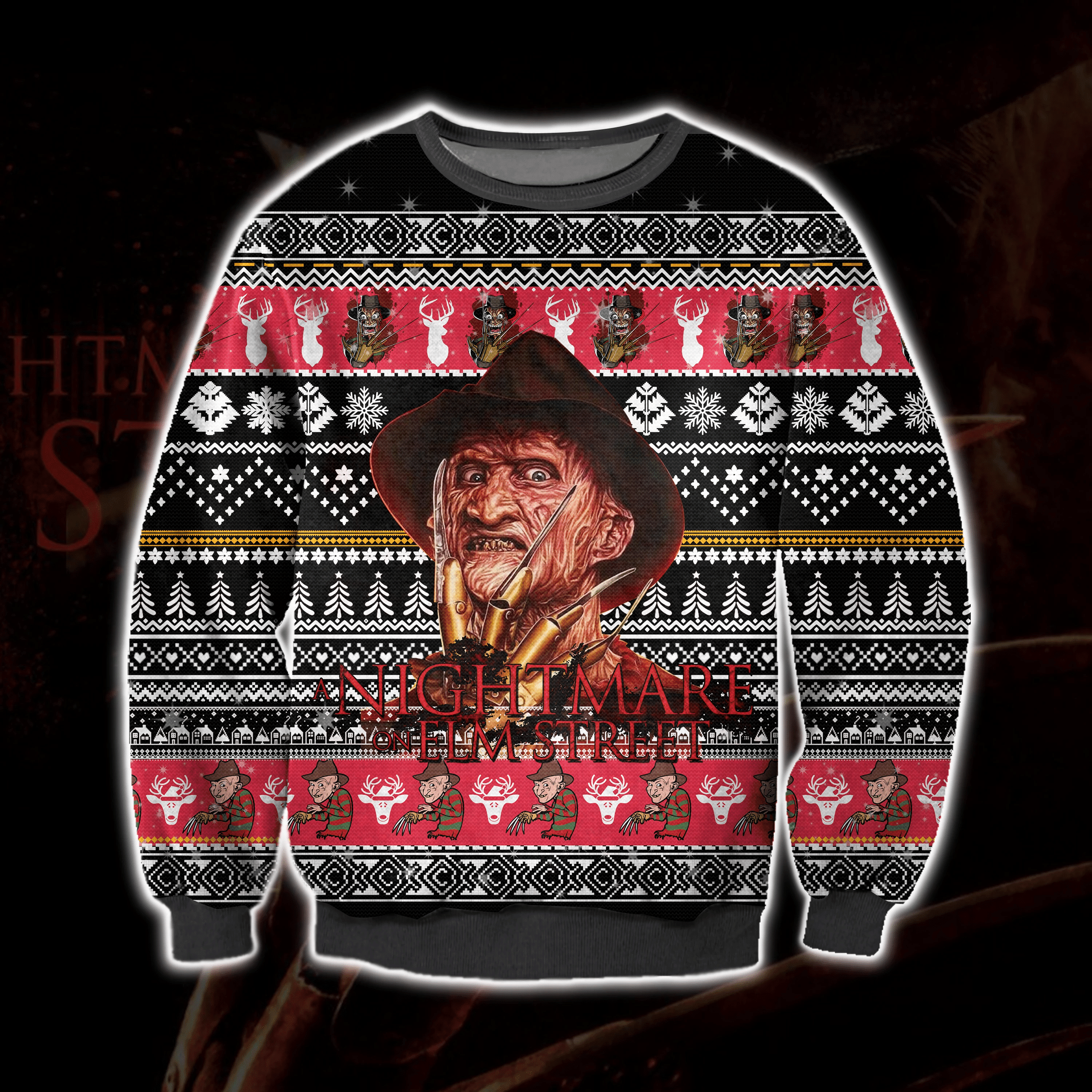 A Nightmare On Elm Street Ugly Christmas Sweater Adult 3D Funny Matching for family