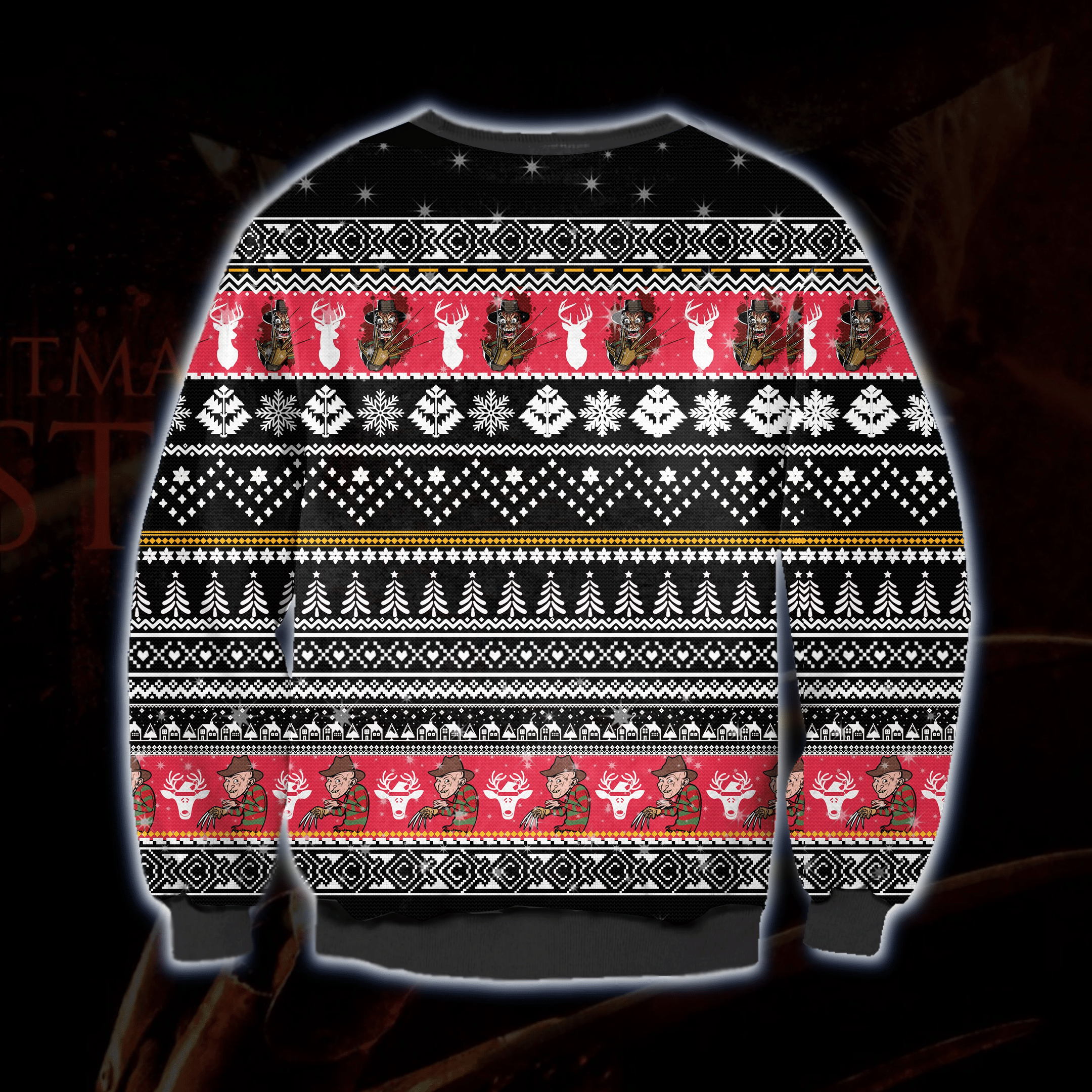 A Nightmare On Elm Street Ugly Christmas Sweater Adult 3D Funny Matching for family - Image 2