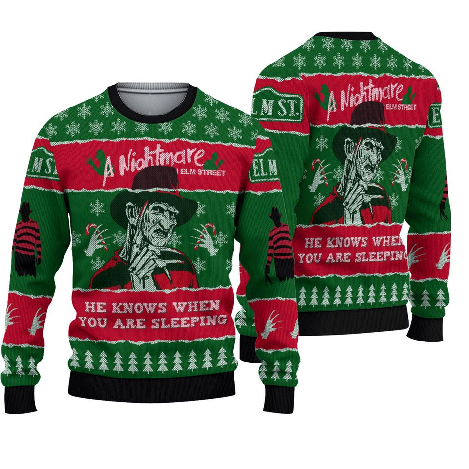 A Nightmare On ELM Street Ugly Sweater, Ugly Christmas 3D Print, Holiday Gifts