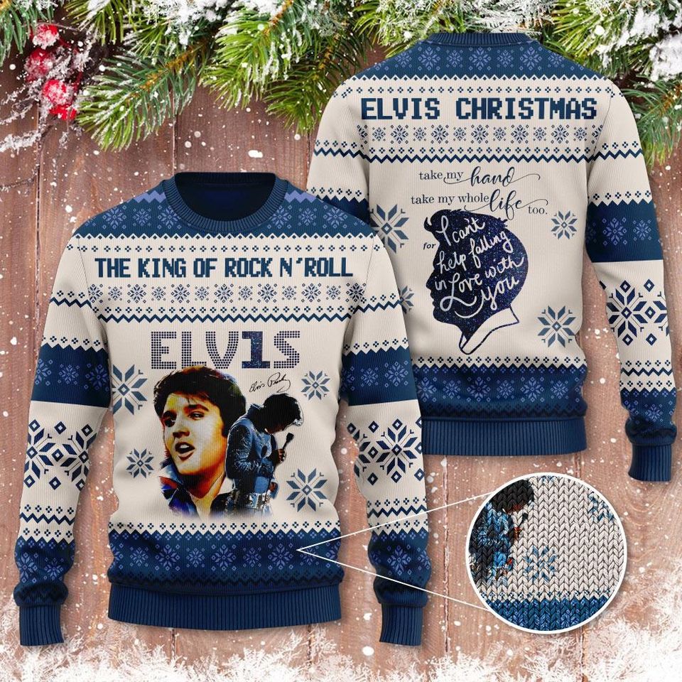 A Rock Roll Christmas With Elvis Presley 3D Ugly Sweater Ã¢â‚¬â€œ Xmas Sweaters