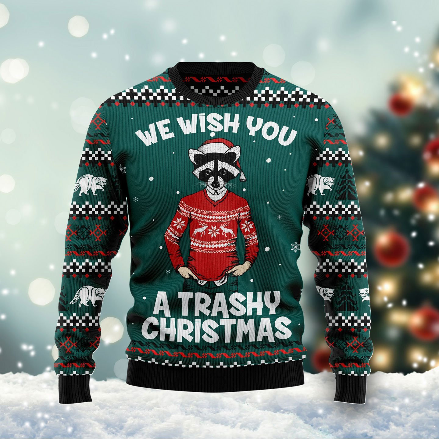 A Trashy Christmas Ugly Christmas Sweater Adult 3D Funny Matching for family