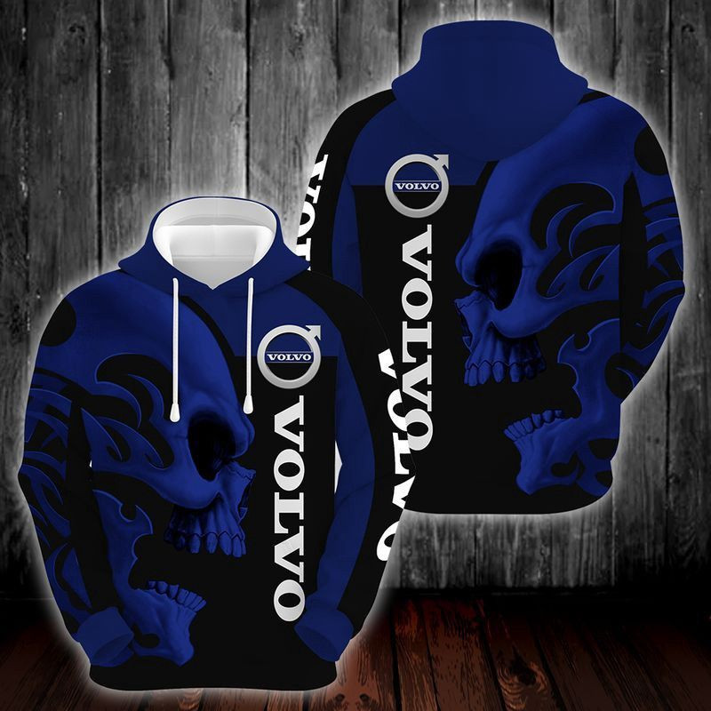 Ab Volvo Skull Black Blue 3D All Over Print Hoodie, Zip Hoodie