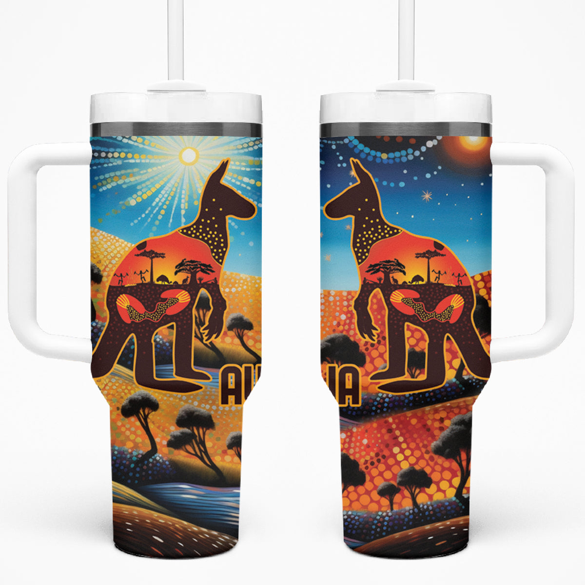 Aboriginal Dots Stary Sky With Kangaroo Custom Stanley Cup 40 oz 30 oz Tumbler With HandleTVC2301331 - Image 2
