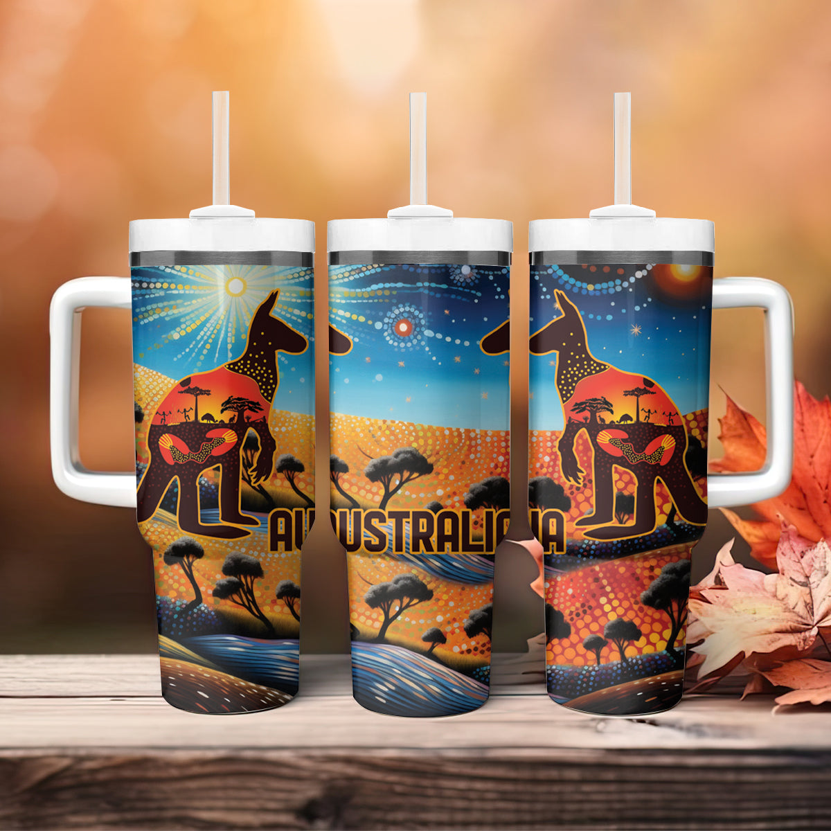 Aboriginal Dots Stary Sky With Kangaroo Custom Stanley Cup 40 oz 30 oz Tumbler With HandleTVC2301331 - Image 5