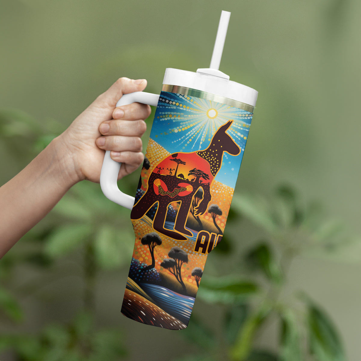 Aboriginal Dots Stary Sky With Kangaroo Custom Stanley Cup 40 oz 30 oz Tumbler With HandleTVC2301331