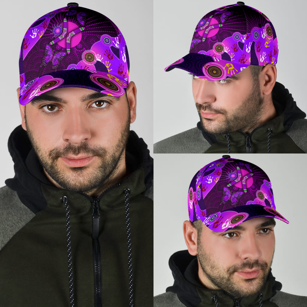 Aboriginal Naidoc Week Purple Butterflies Classic Cap Trucker Hats Custom Hats Gifts For Men & Women
