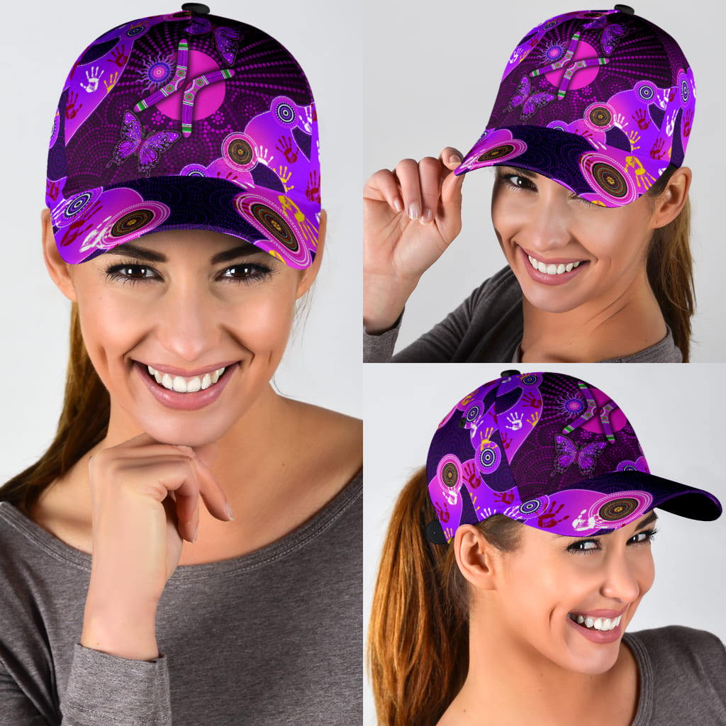 Aboriginal Naidoc Week Purple Butterflies Classic Cap Trucker Hats Custom Hats Gifts For Men & Women