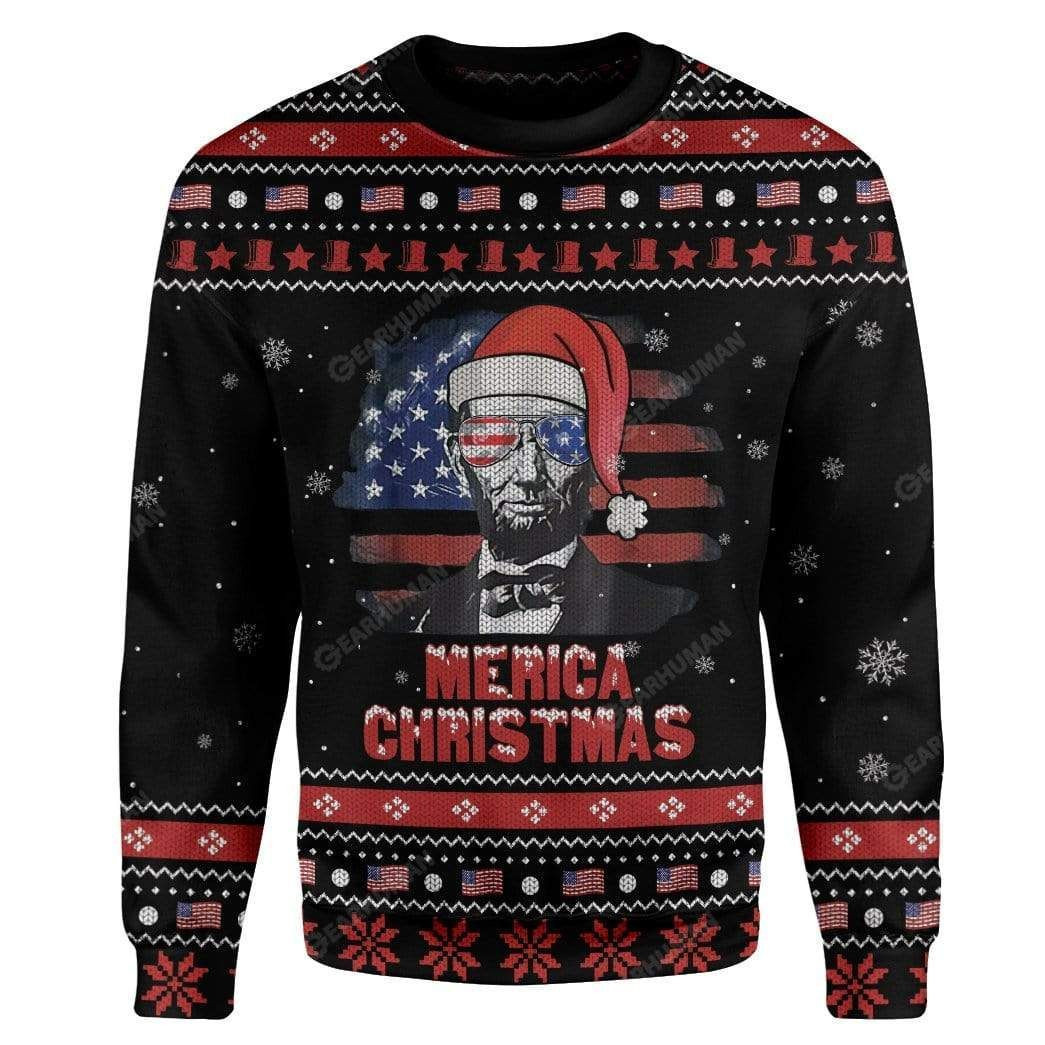 Abraham Lincoln Ugly Christmas Sweater Adult 3D Funny Matching for family