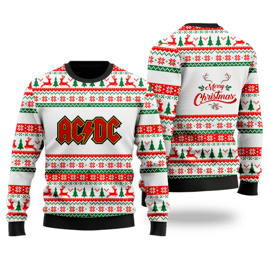 Acdc Merry Christmas Ugly Christmas Sweater Adult 3D Funny Matching for family