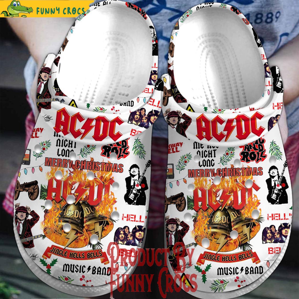 AC/DC Music Christmas Crocs Crocband Clogs Shoes Comfortable For Men Women and Kids