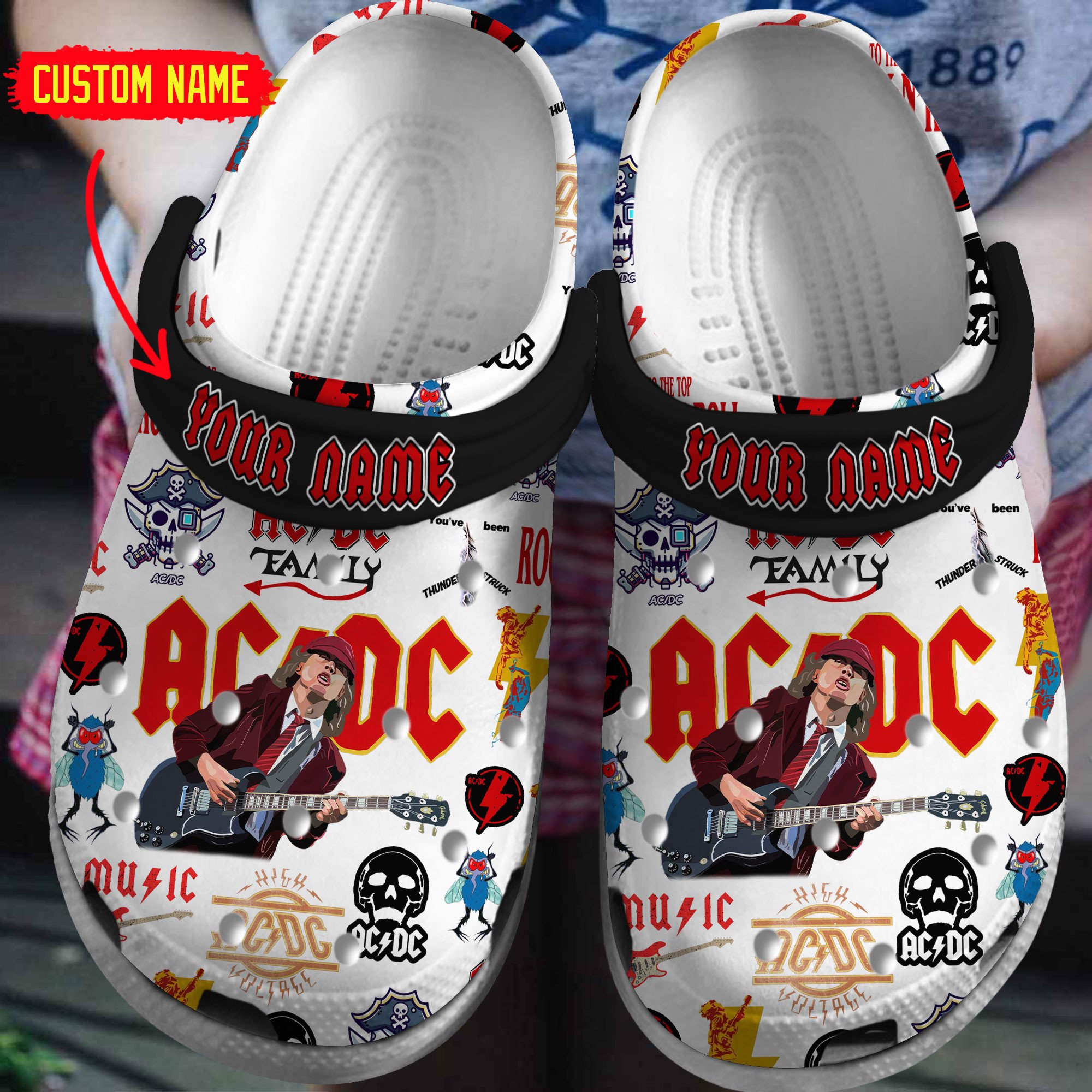 ACDC Music Crocs Crocband Clogs Shoes Comfortable For Men Women and Kids