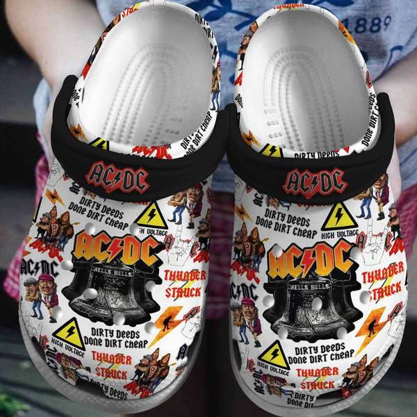AC/DC Music Crocs Crocband Clogs Shoes Comfortable For Men Women and Kids
