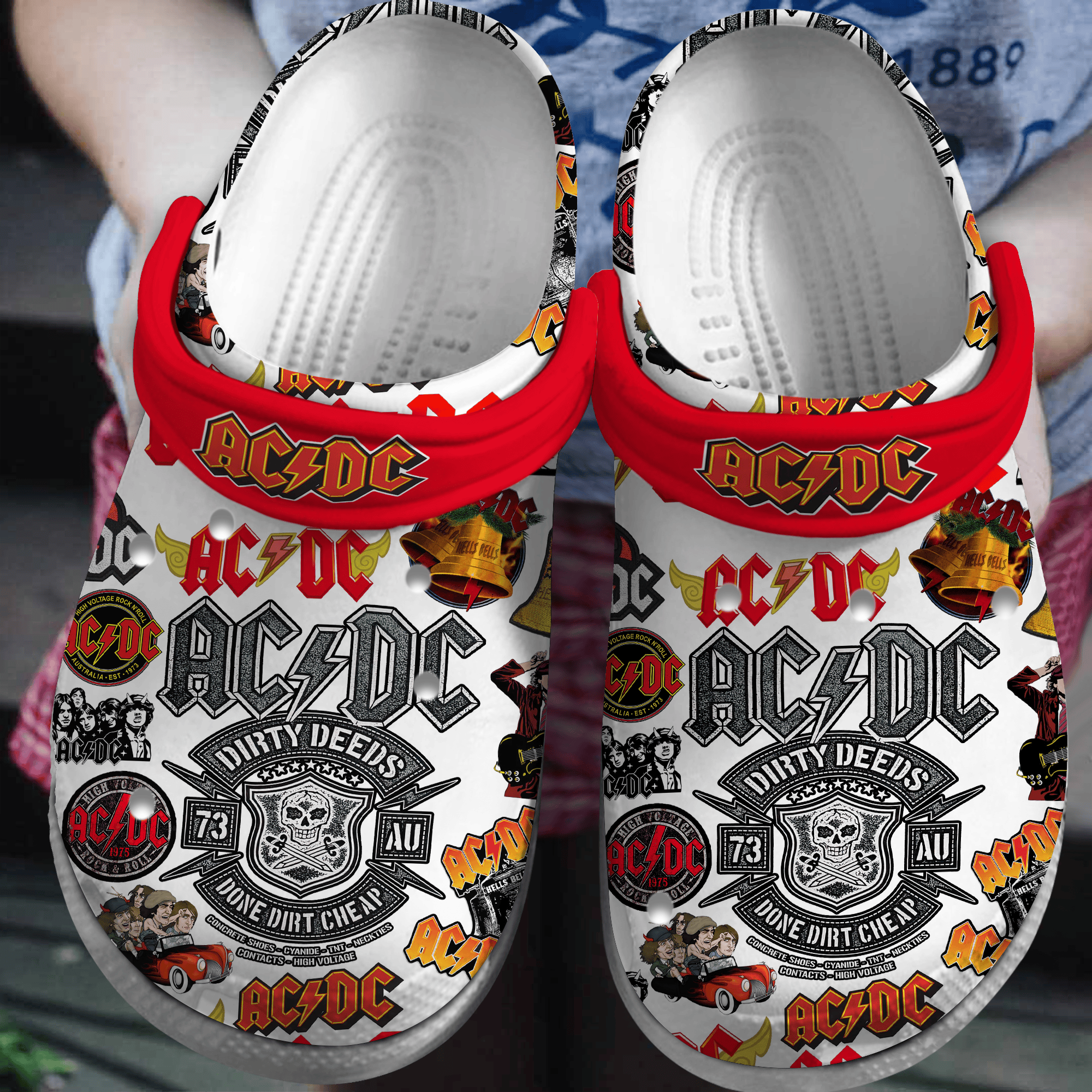 AC/DC Music Crocs Crocband Clogs Shoes Comfortable For Men Women and Kids