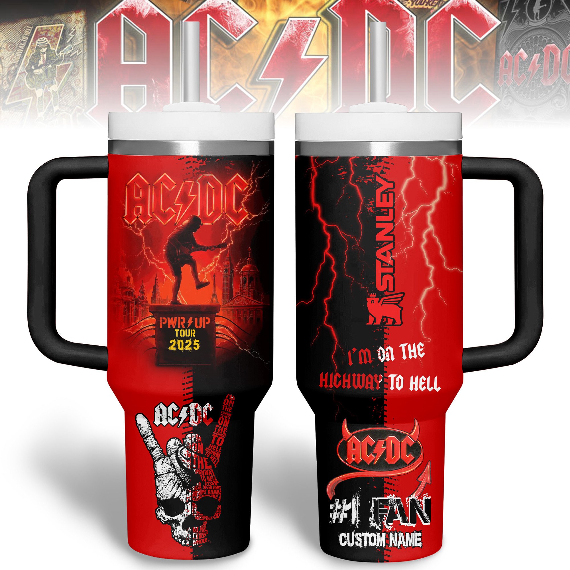 AC/DC Music Custom Stanley Cup 40 oz 30 oz Tumbler With HandleTVC2301279 - Image 2