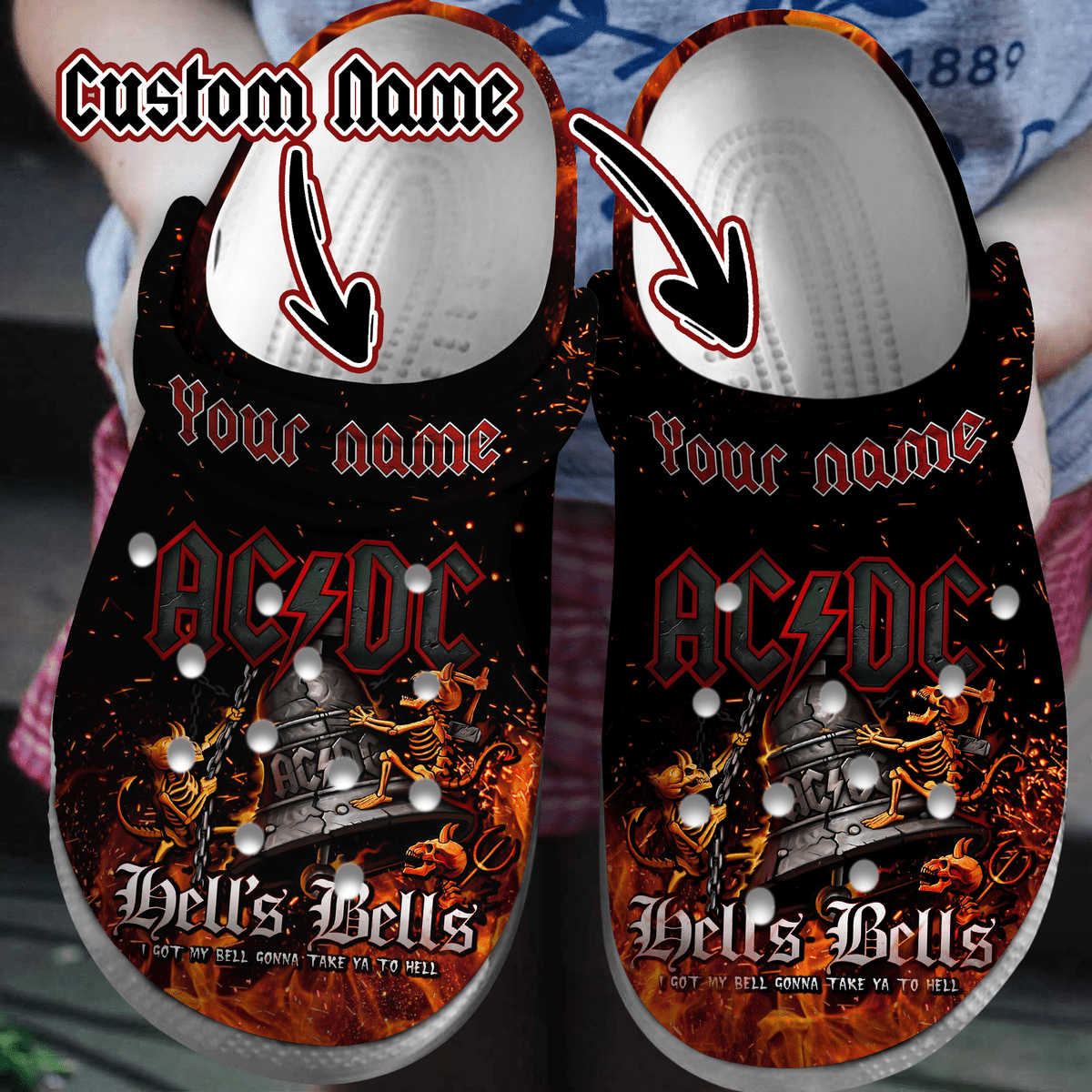 AC/DC Rock Band Music Crocs Crocband Clogs Shoes Comfortable For Men Women and Kids