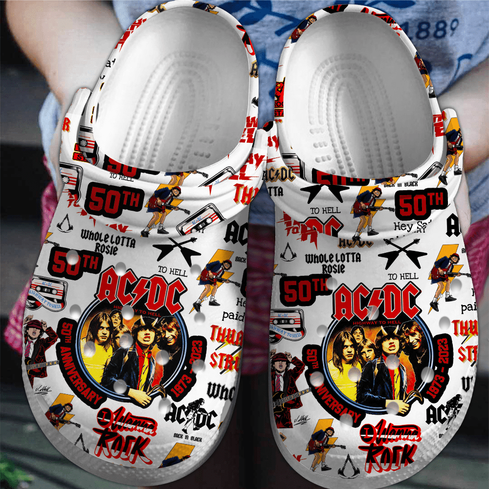 AC/DC Rock Band MusicCrocs Crocband Clogs Shoes Comfortable For Men Women and Kids