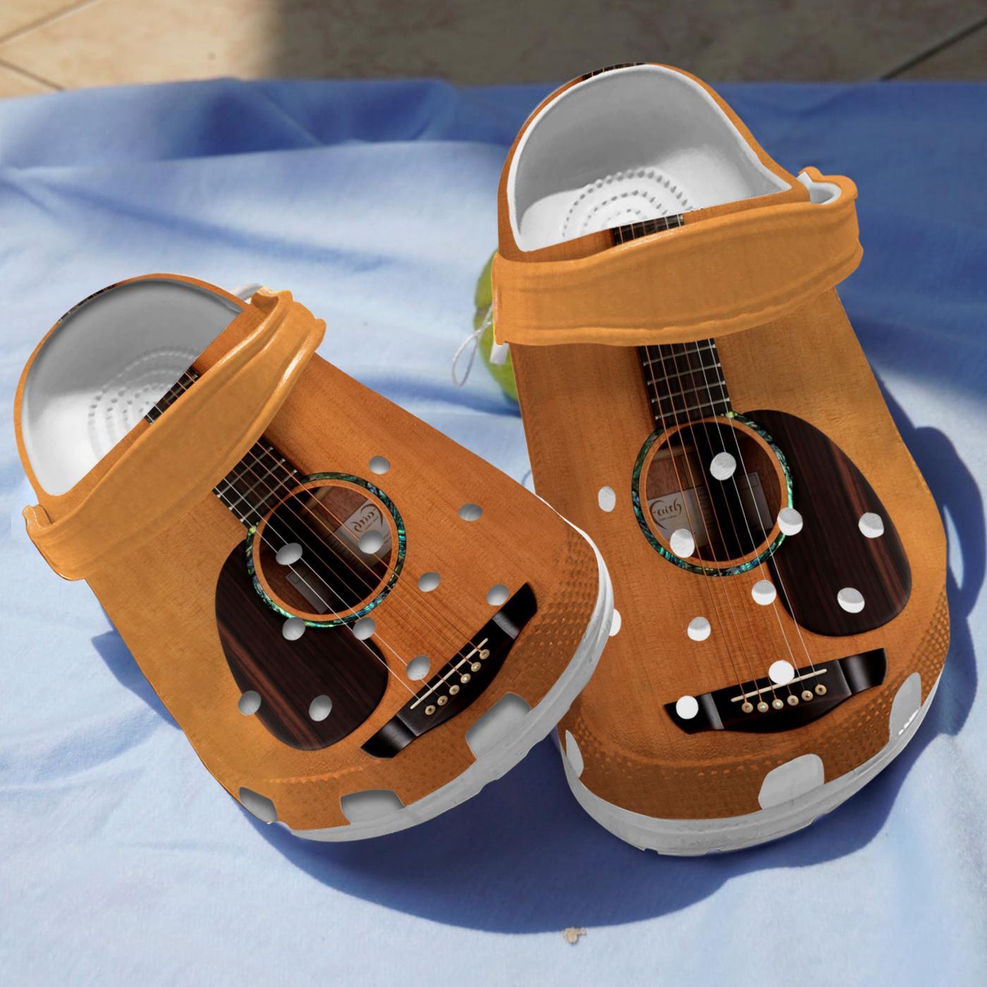 Acoustic Guitar Crocs Crocband Clogs Shoes Comfortable For Men Women and Kids